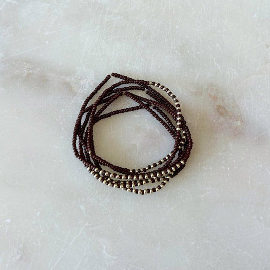 Beaded Stacking Bracelets - Espresso