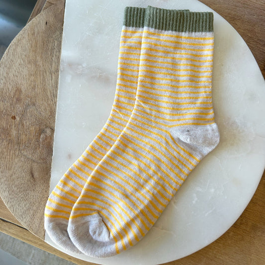 Striped Knit Socks - Goldenrod