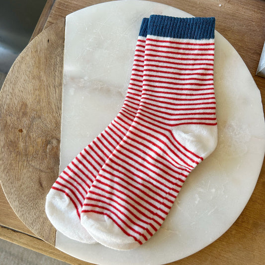 Striped Knit Socks - Red