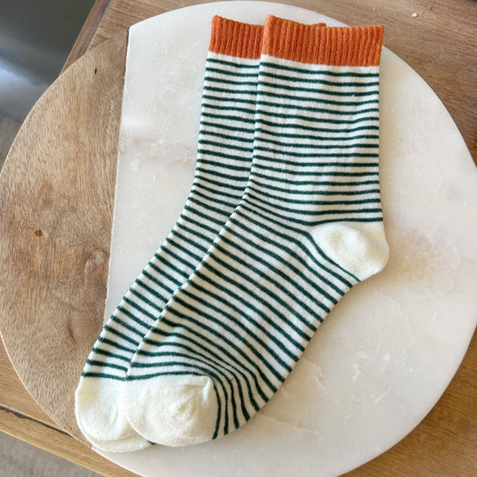 Striped Knit Socks - Green