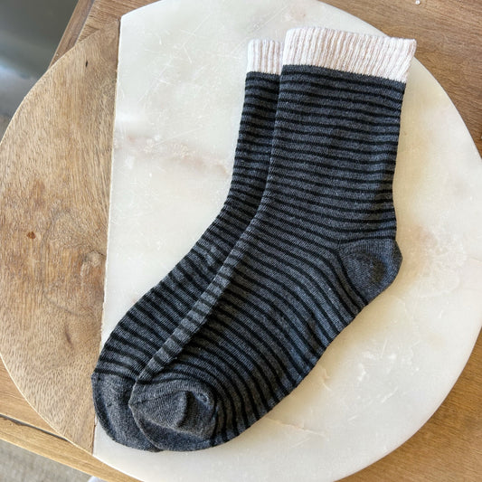 Striped Knit Socks - Charcoal