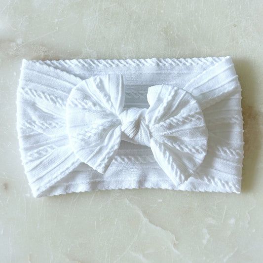 Stretchy Bow Headband - White