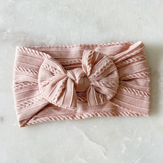 Stretchy Bow Headband - Blush