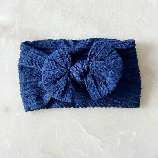 Stretchy Bow Headband - Navy