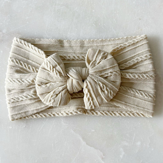 Stretchy Bow Headband - Beige