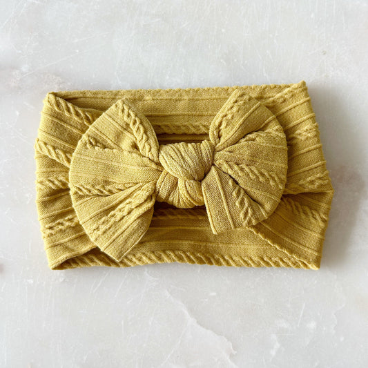 Stretchy Bow Headband - Mustard Yellow