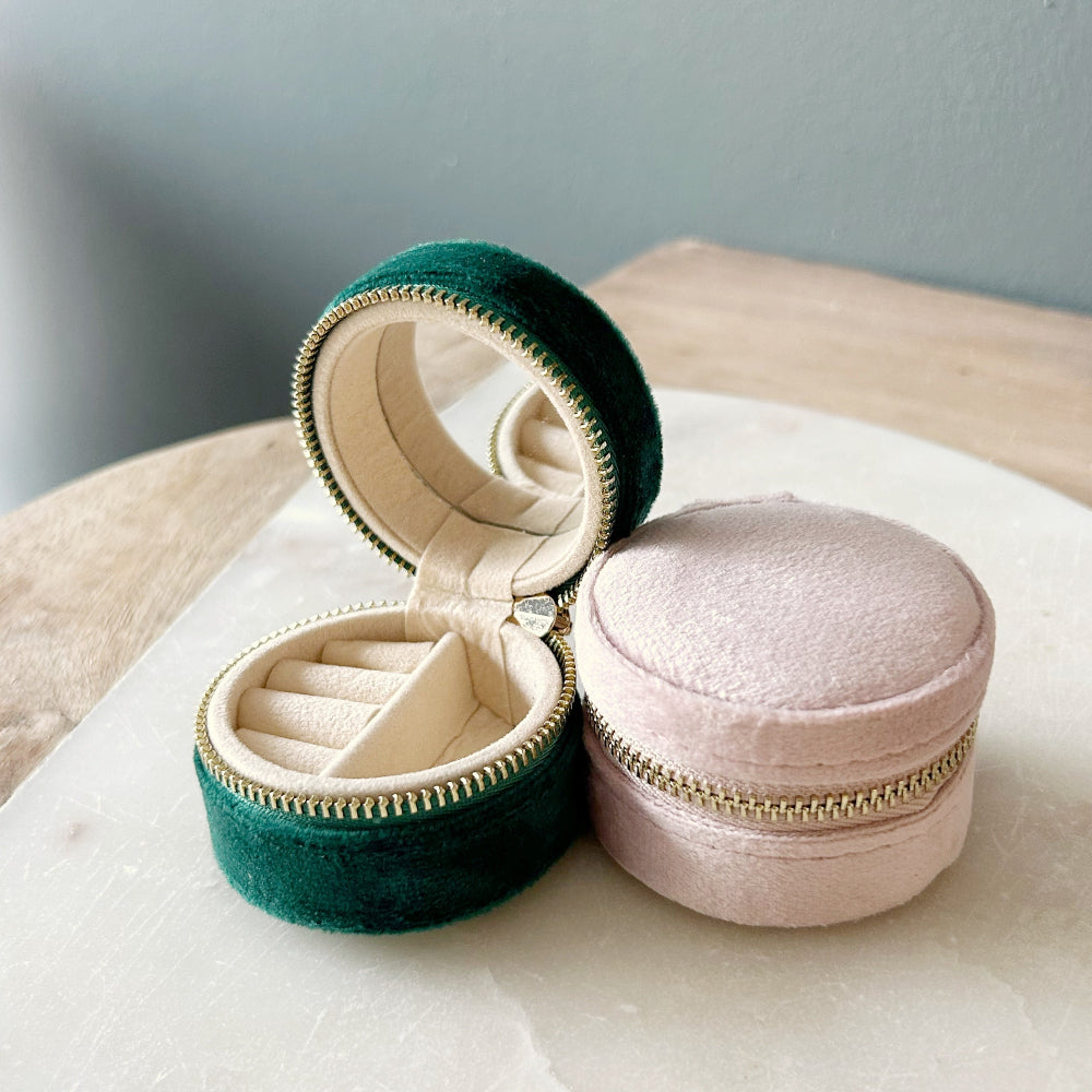 Mini Circle Jewelry Case - Emerald