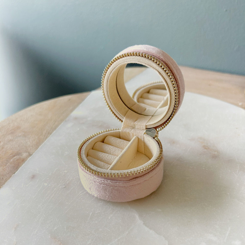 Mini Circle Jewelry Case - Blush