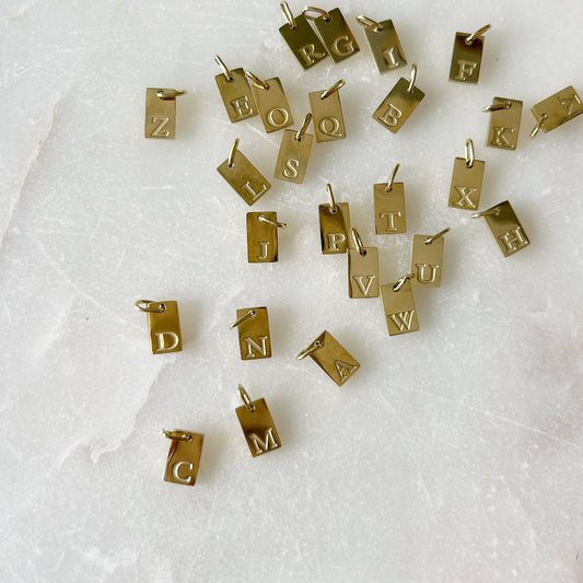 Engraved Bar Letter Charm - Gold