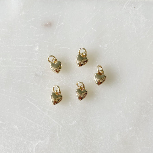 Puffed Heart Charm - Gold