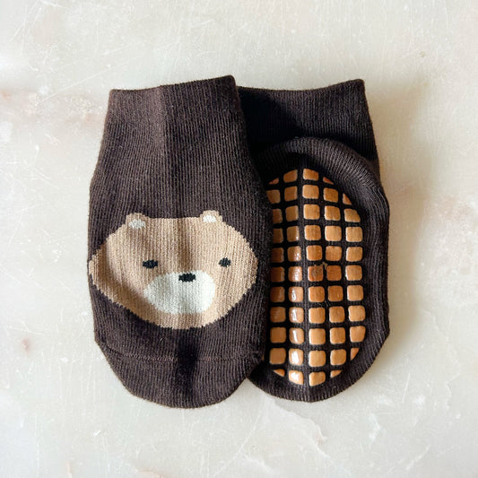 Baby Grip Socks - Brown Bear