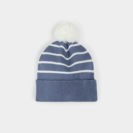 Striped Knit Hat - Denim Blue