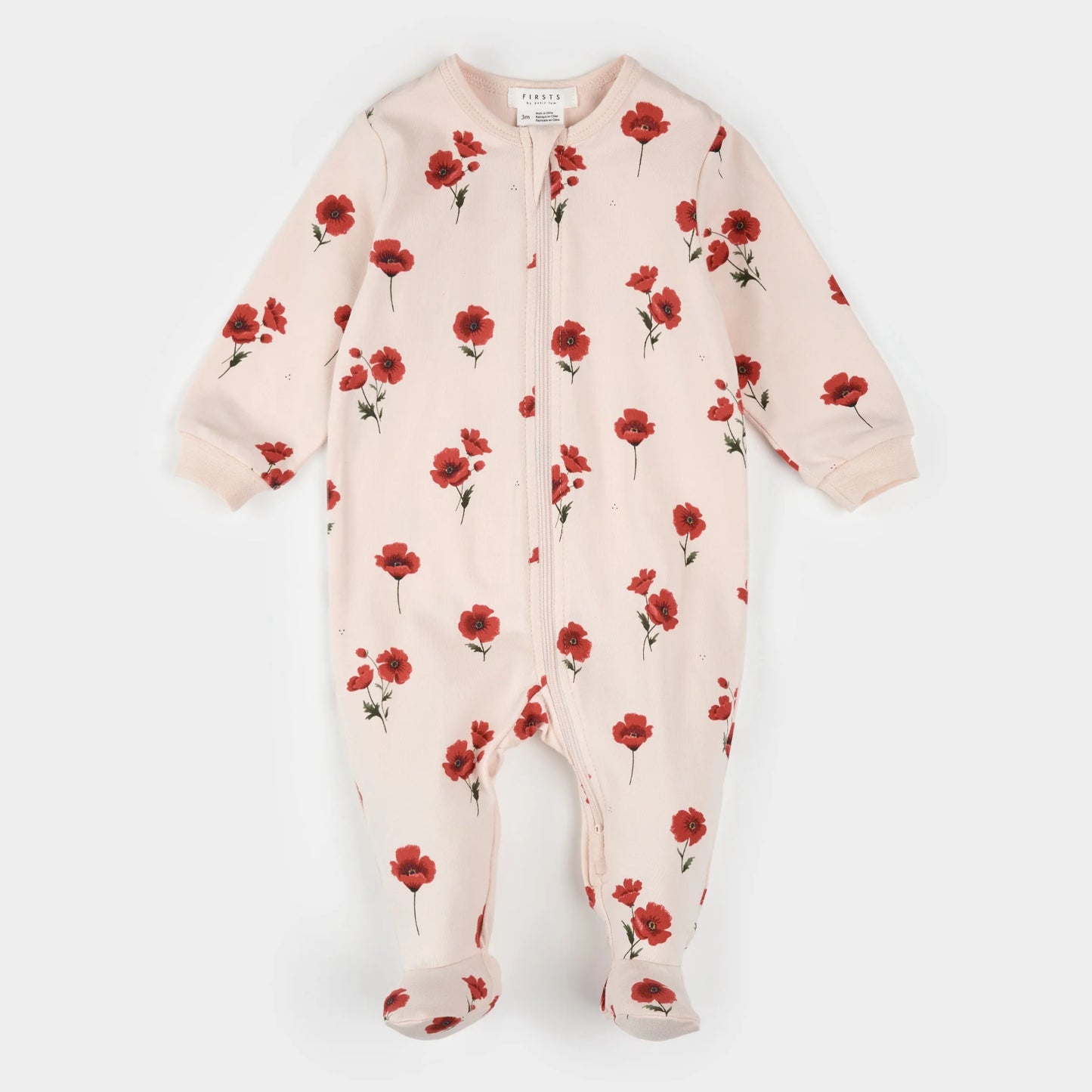 Footed Sleeper - Light Pink Poppy