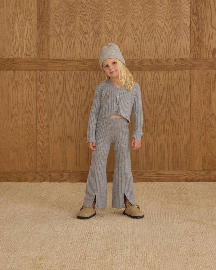 Flare Knit Pant - Dusty Blue