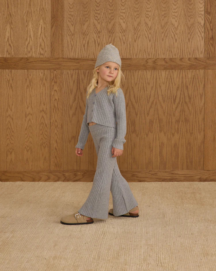 Flare Knit Pant - Dusty Blue