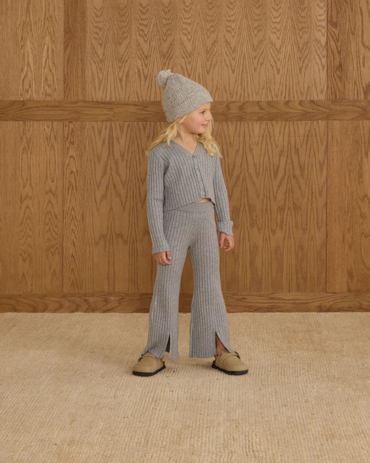 Flare Knit Pant - Dusty Blue