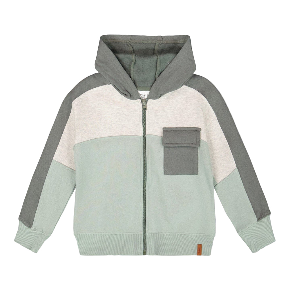 Zip Colour Block Sweatshirt - Green Gray