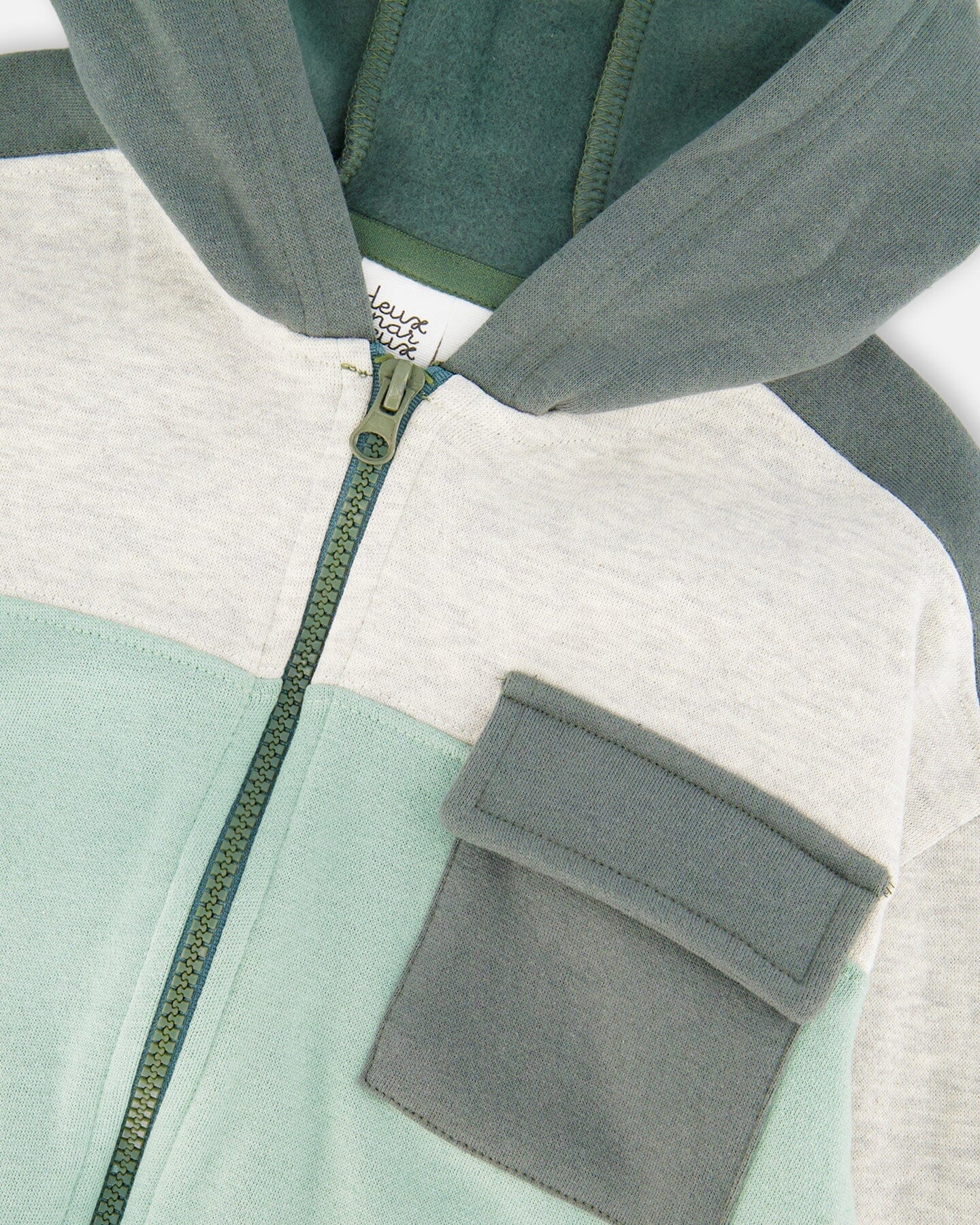 Zip Colour Block Sweatshirt - Green Gray