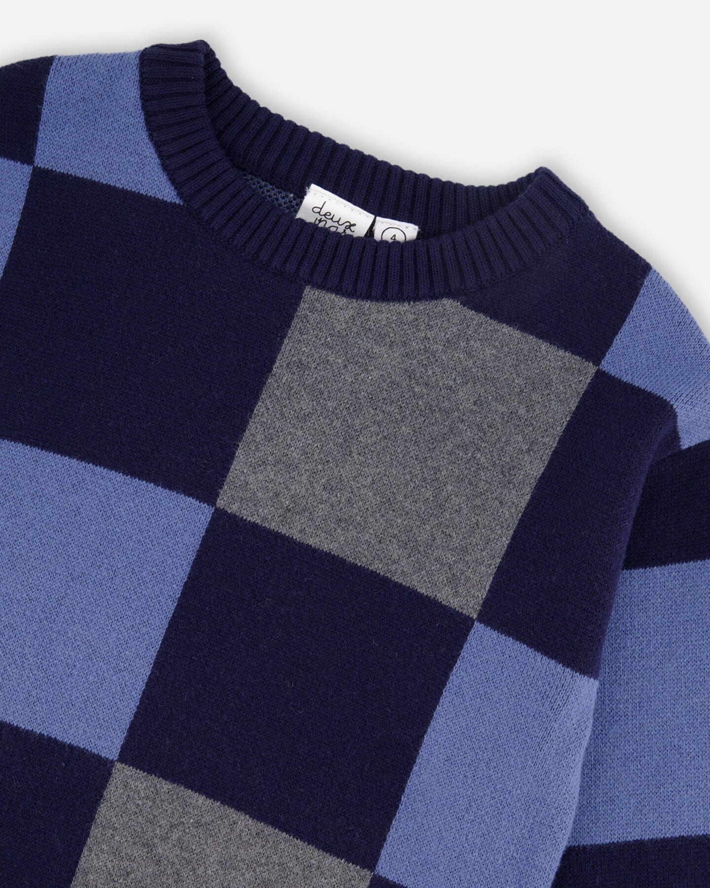Knit Sweater - Blue Checker