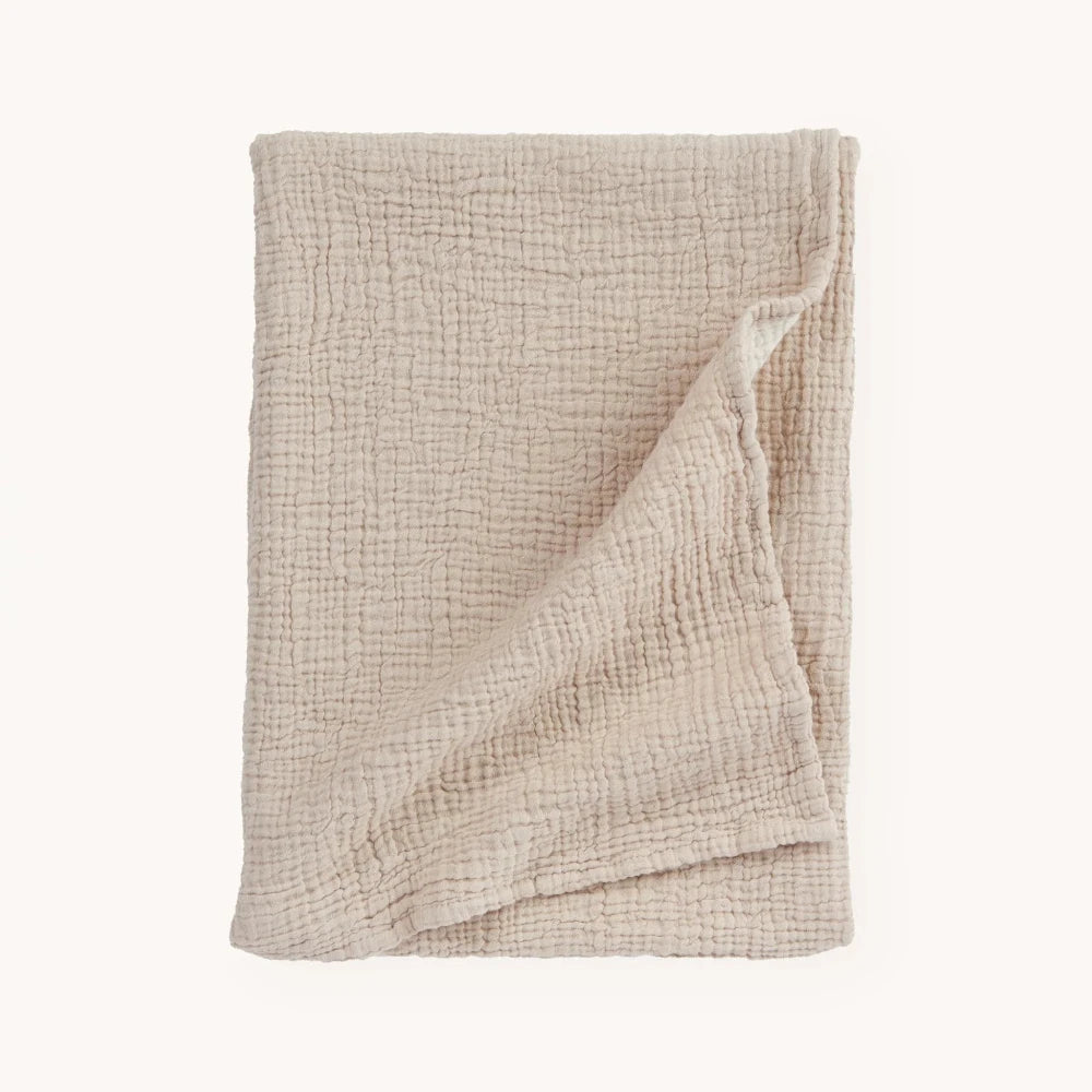 Crinkle Cotton Baby Blanket - Beige