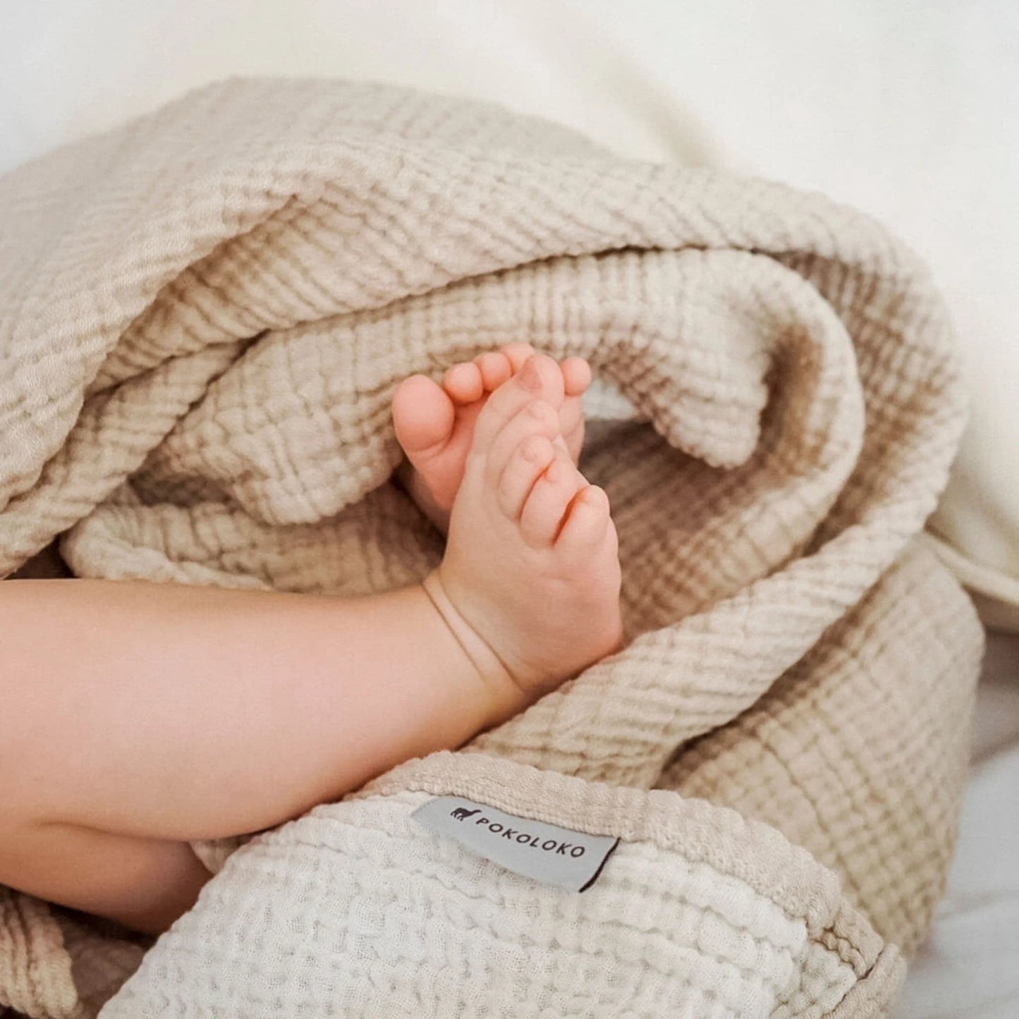 Crinkle Cotton Baby Blanket - Beige