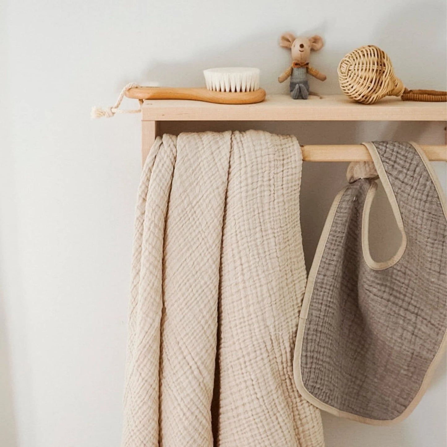 Crinkle Cotton Baby Blanket - Beige