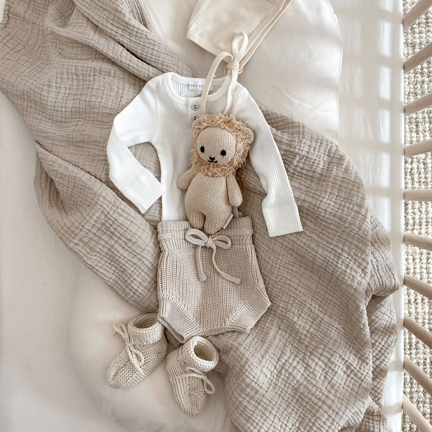 Crinkle Cotton Baby Blanket - Beige