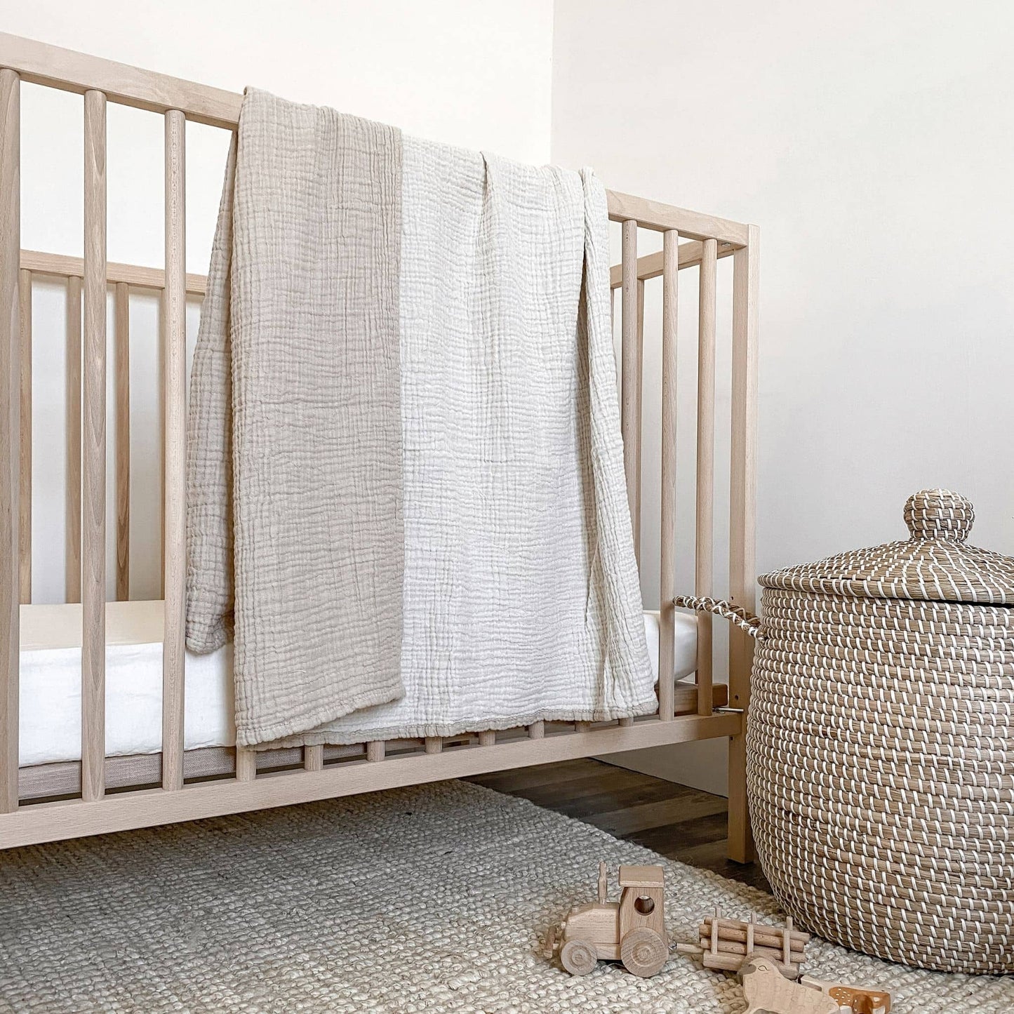 Crinkle Cotton Baby Blanket - Beige