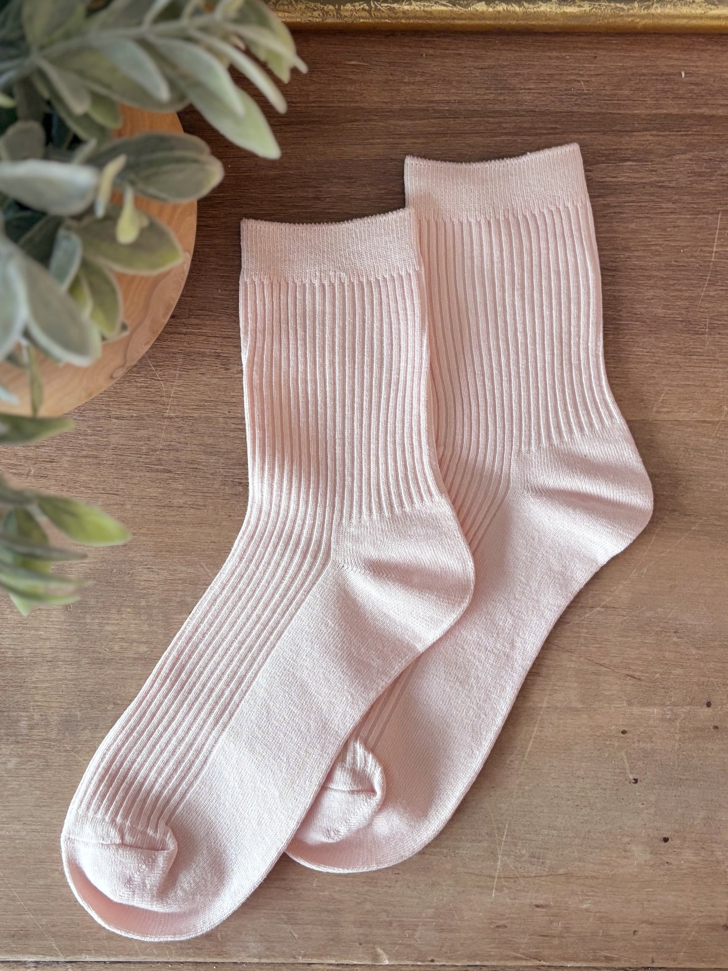 Ribbed Tube Socks - Peach