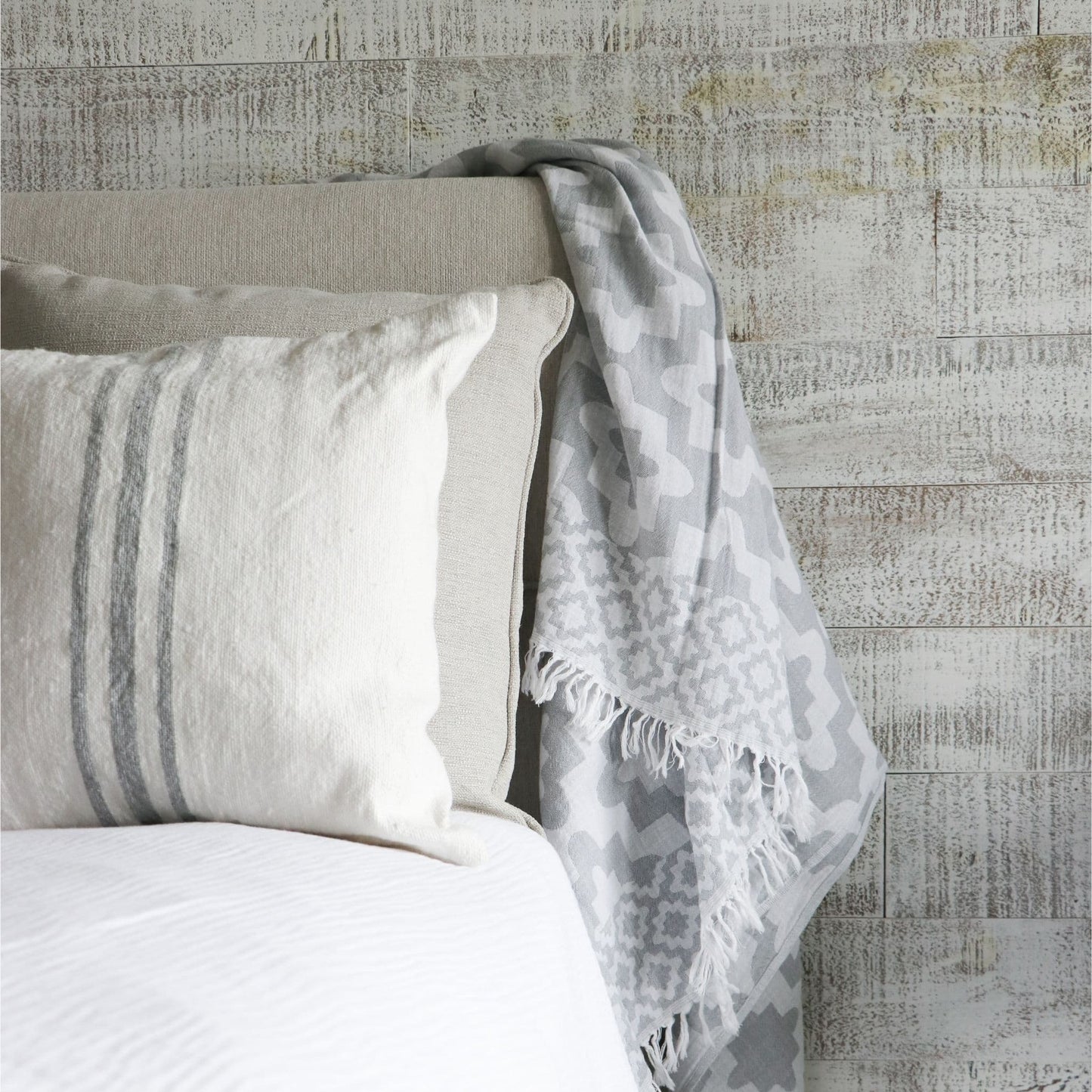 Moroccan Pillow - Grey Stripe