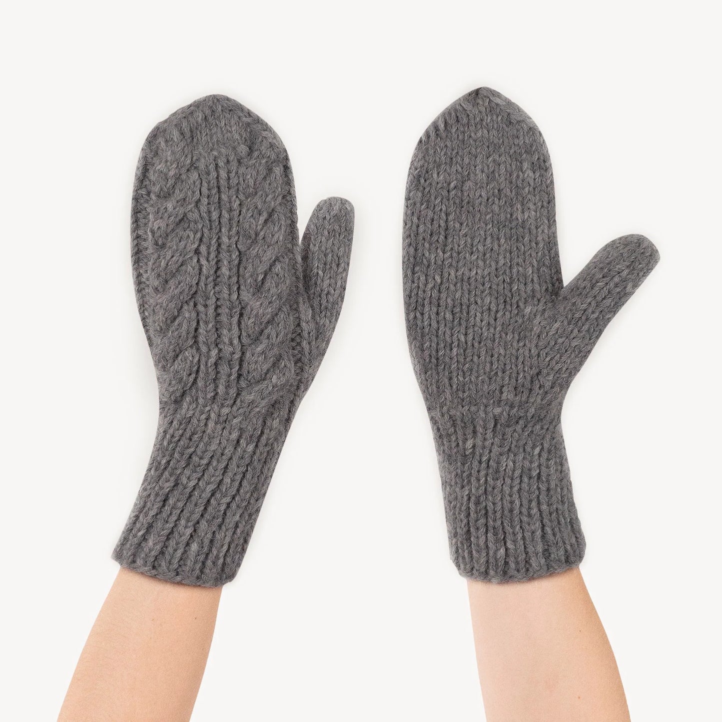 Hand-Knit Alpaca Mittens - Charcoal
