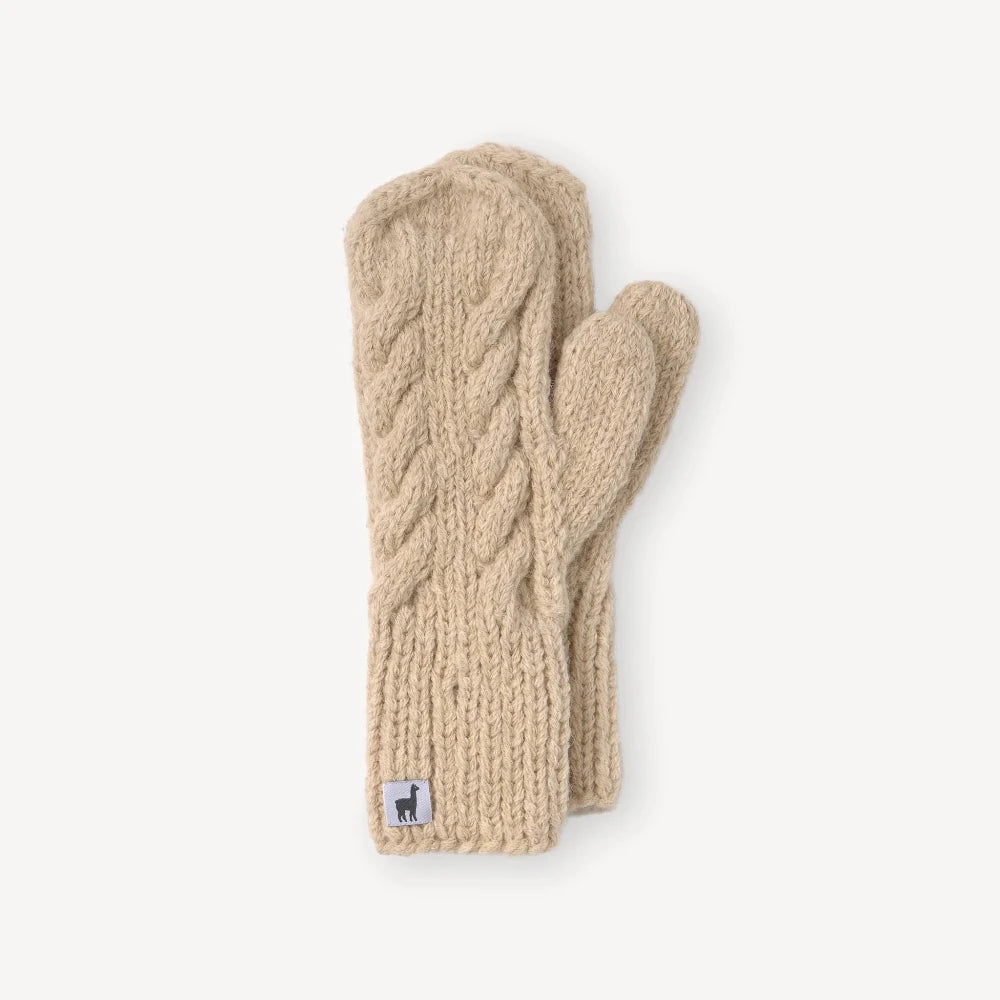 Hand-Knit Alpaca Mittens - Champagne