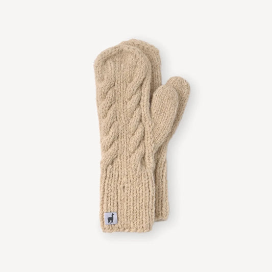 Hand-Knit Alpaca Mittens - Champagne