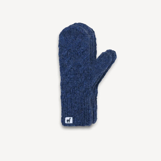 Hand-Knit Alpaca Mittens - Navy