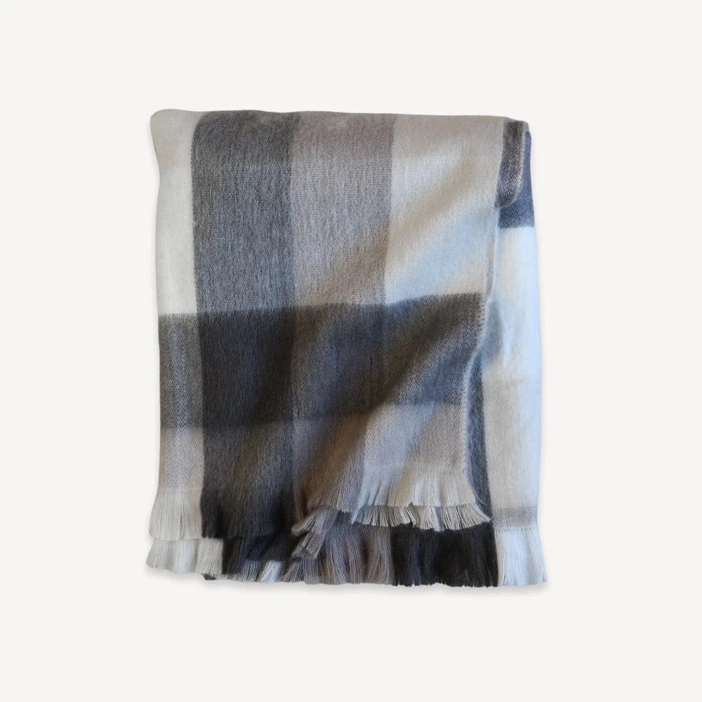 Alpaca Throw Blanket - Walnut Check