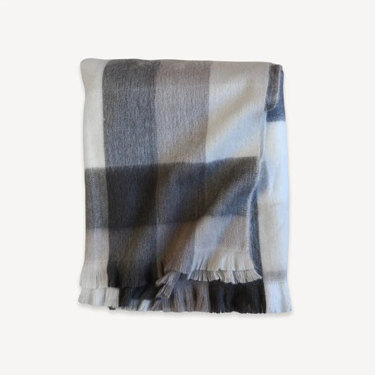 Alpaca Throw Blanket - Walnut Check