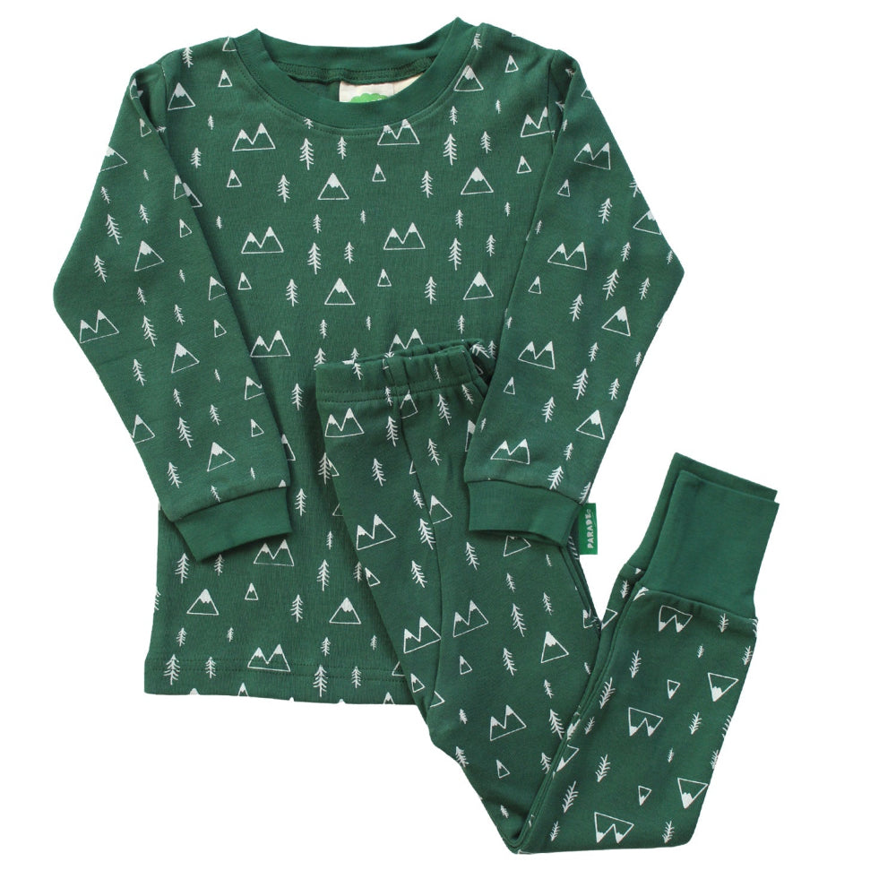 Organic Kids’ Holiday Pajamas - Mountains