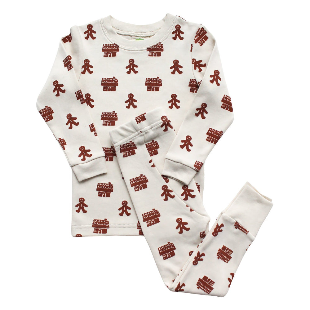 Organic Kids’ Holiday Pajamas - Gingerbread