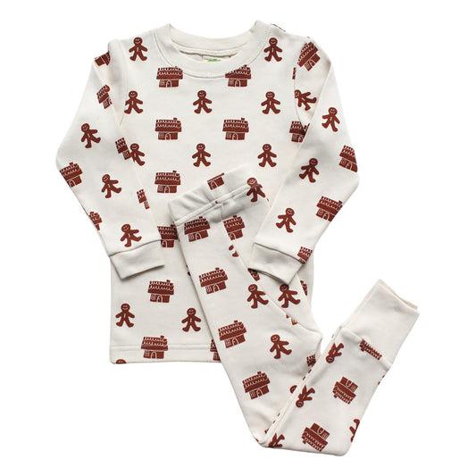 Organic Kids’ Holiday Pajamas - Gingerbread