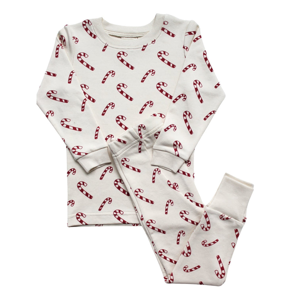 Organic Kids’ Holiday Pajamas - Candy Canes