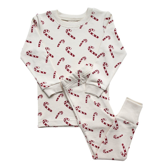 Organic Kids’ Holiday Pajamas - Candy Canes