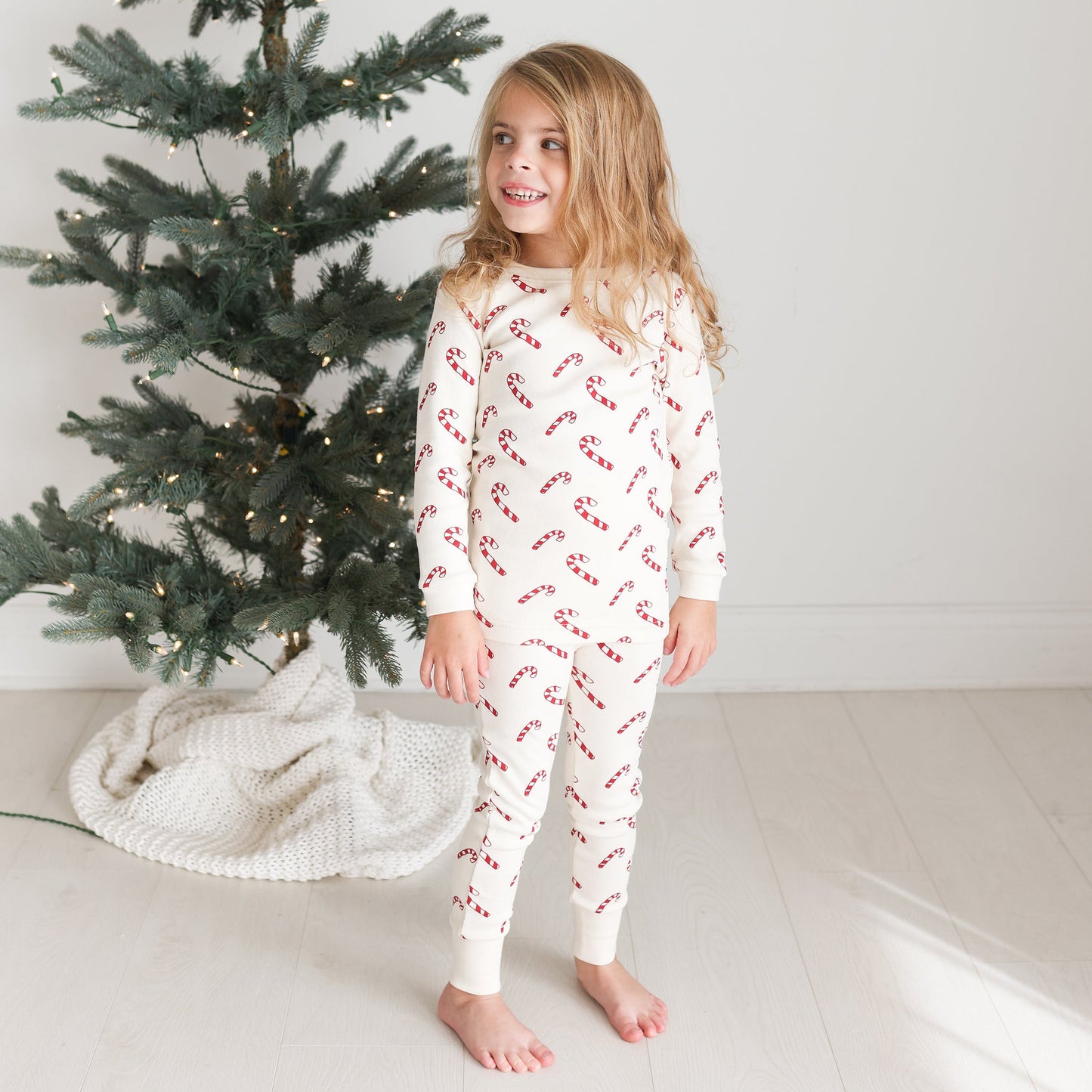 Organic Kids’ Holiday Pajamas - Candy Canes