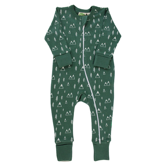 Organic Holiday Zip Romper - Mountains