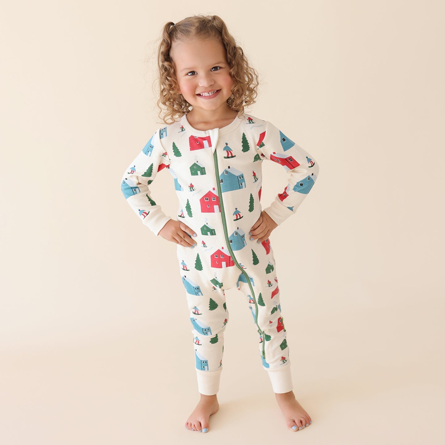 Organic Holiday Zip Romper - Alpine