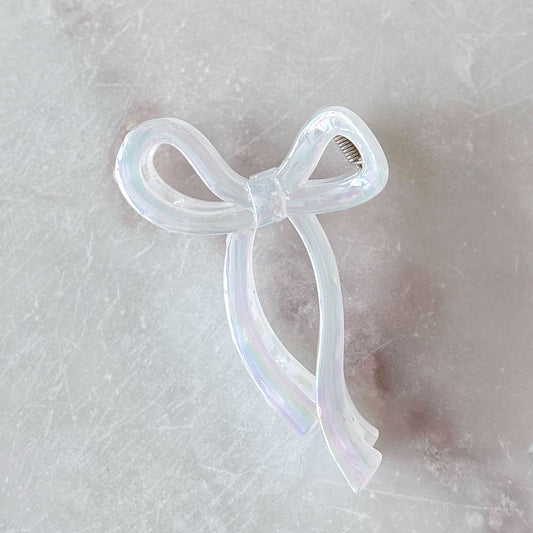 Opal Bow Hair Clip - Pearl