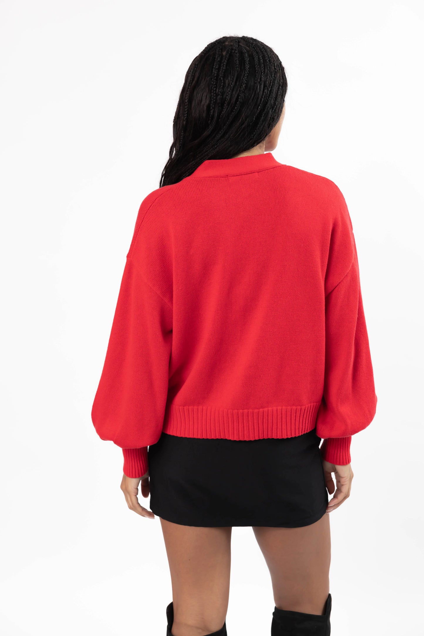 Rosette Cardigan - Red