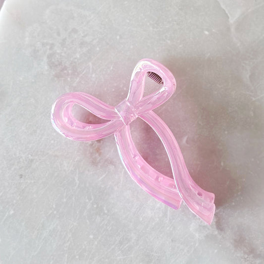 Opal Bow Hair Clip - Pink