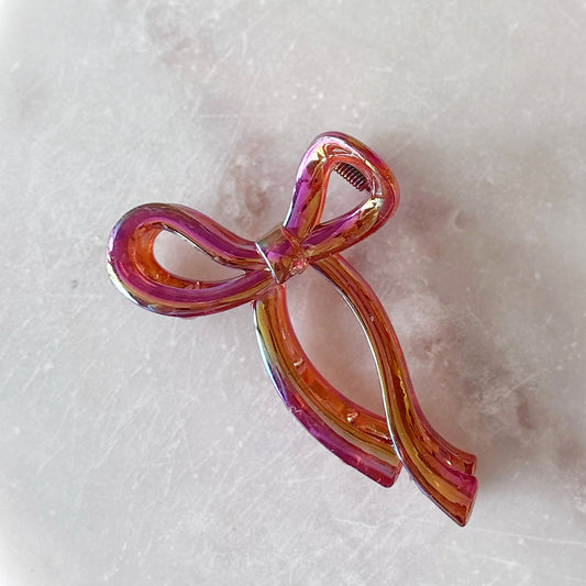 Opal Bow Hair Clip - Iced Coffee