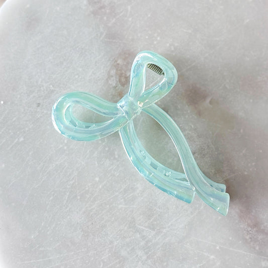 Opal Bow Hair Clip - Seaglass