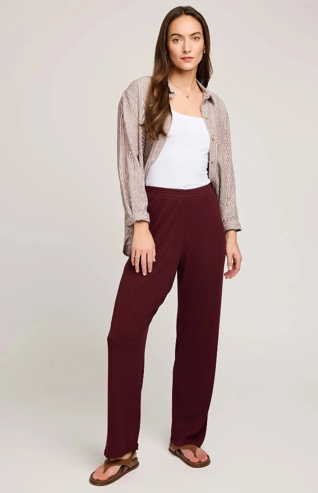 Greer Ribbed Pant - Merlot